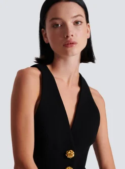 Women Balmain Sleeveless Double Crepe Waistcoat