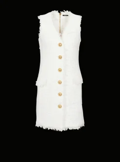 Women Balmain Sleeveless Tweed Dress