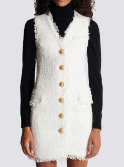Women Balmain Sleeveless Tweed Dress