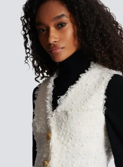 Women Balmain Sleeveless Tweed Dress