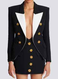 Women Balmain Slim-fit Jacket With Roses Buttons