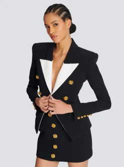 Women Balmain Slim-fit Jacket With Roses Buttons
