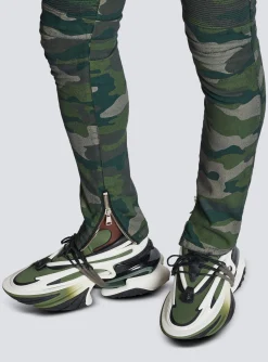 Balmain Slim-fit Jeans In Camouflage Denim With Ribbed Details