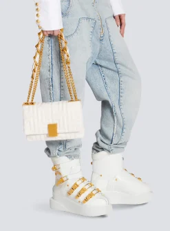 Women Balmain Small 1945 Soft Bag In Quilted Leather