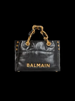 Balmain Small 1945 Soft Tote Bag In Crackled Calfskin
