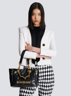 Balmain Small 1945 Soft Tote Bag In Crackled Calfskin