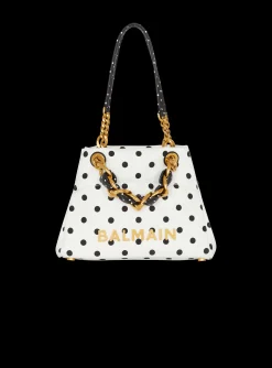 Women Balmain Small 1945 Soft Tote Bag In Polka Dot Canvas