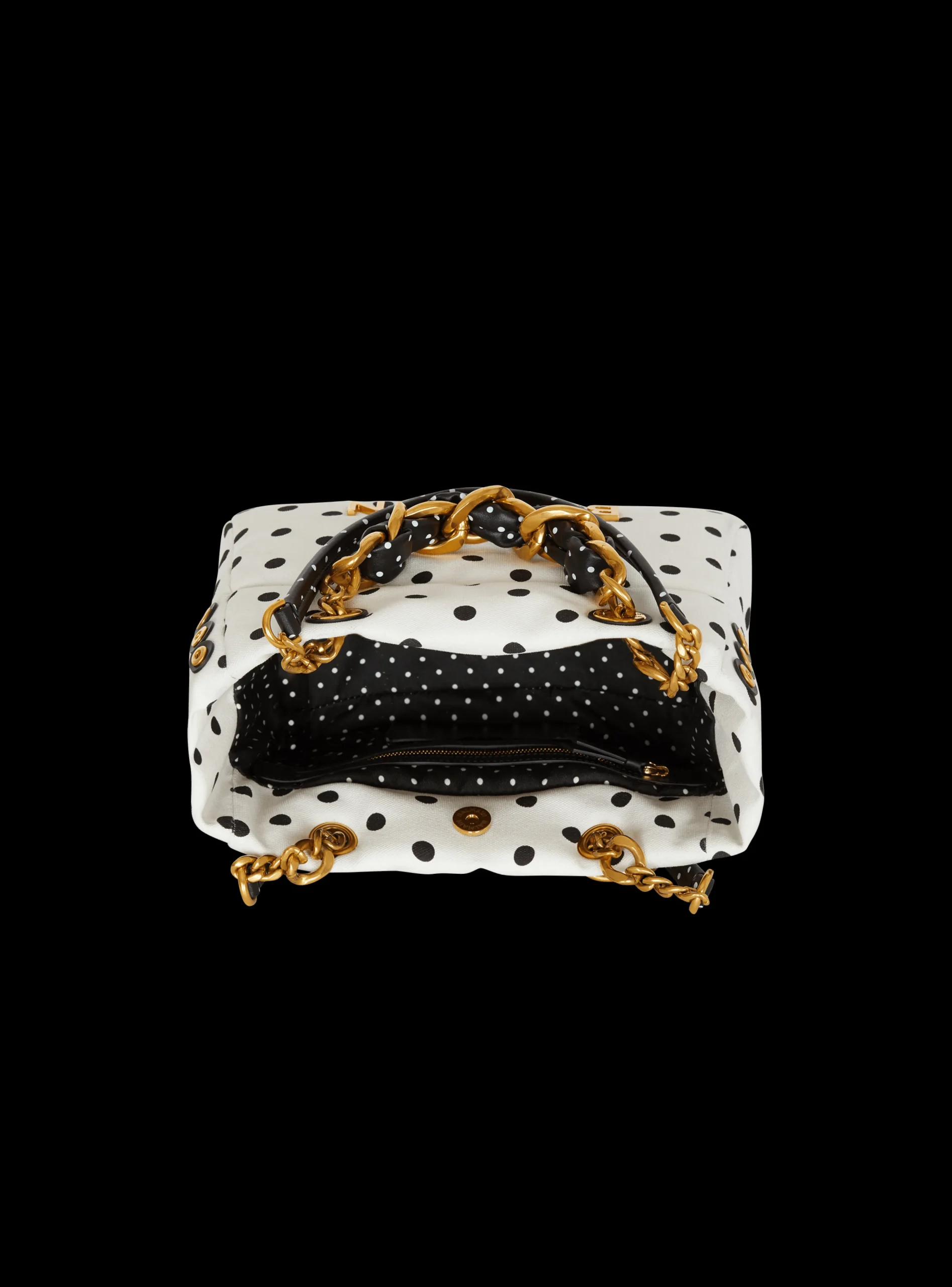 Women Balmain Small 1945 Soft Tote Bag In Polka Dot Canvas