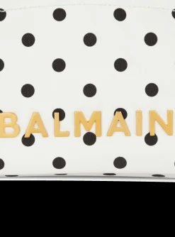 Women Balmain Small 1945 Soft Tote Bag In Polka Dot Canvas