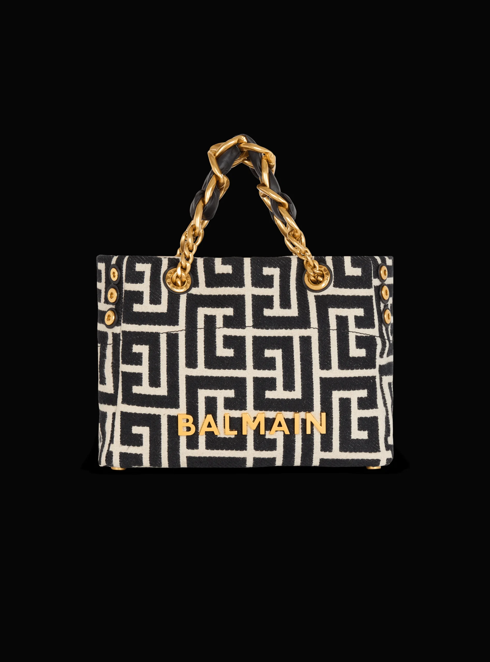 Balmain Small 1945 Soft Tote Bag Monogram Jacquard Fabric