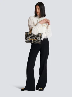 Balmain Small 1945 Soft Tote Bag Monogram Jacquard Fabric
