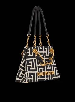 Balmain Small 1945 Soft Tote Bag Monogram Jacquard Fabric