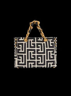 Balmain Small 1945 Soft Tote Bag Monogram Jacquard Fabric