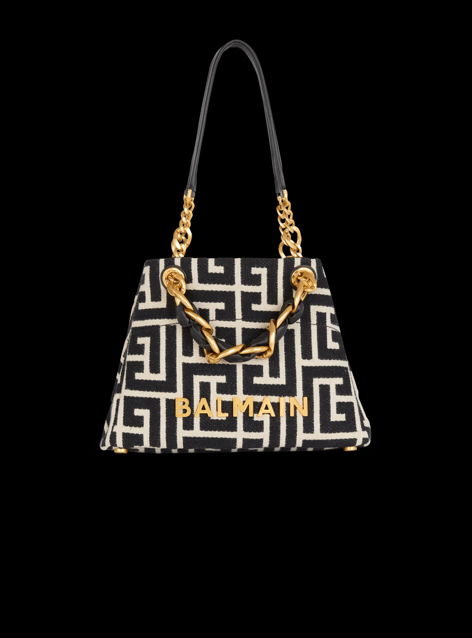 Balmain Small 1945 Soft Tote Bag Monogram Jacquard Fabric