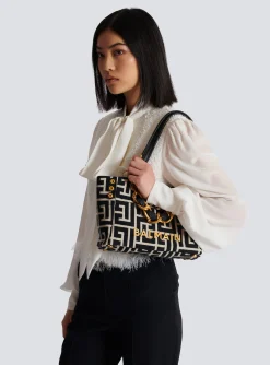 Balmain Small 1945 Soft Tote Bag Monogram Jacquard Fabric