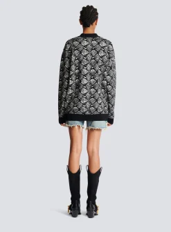 Women Balmain Snakeskin Jacquard Knit Cardigan