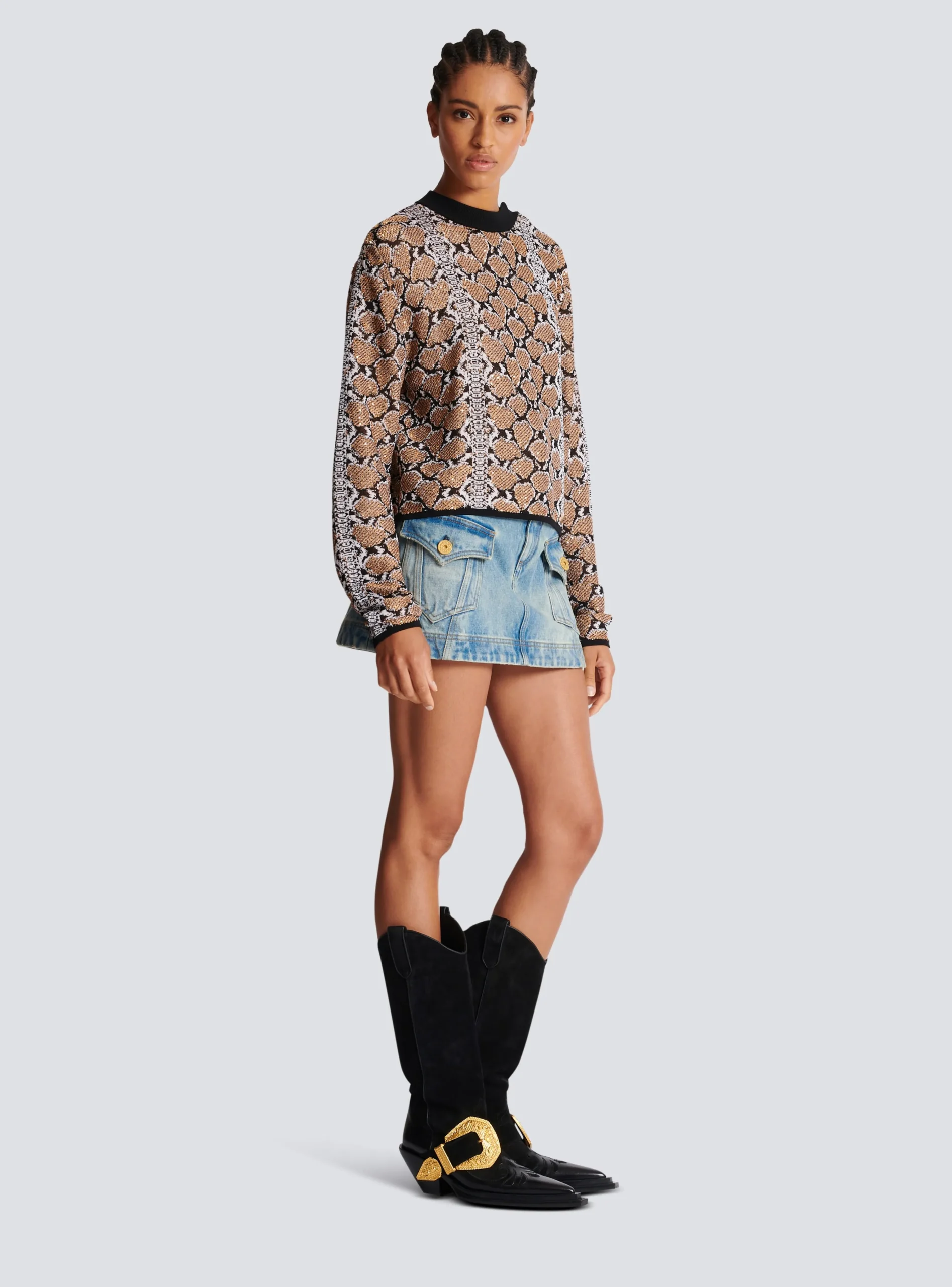 Women Balmain Snakeskin Knit Jumper