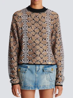 Women Balmain Snakeskin Knit Jumper