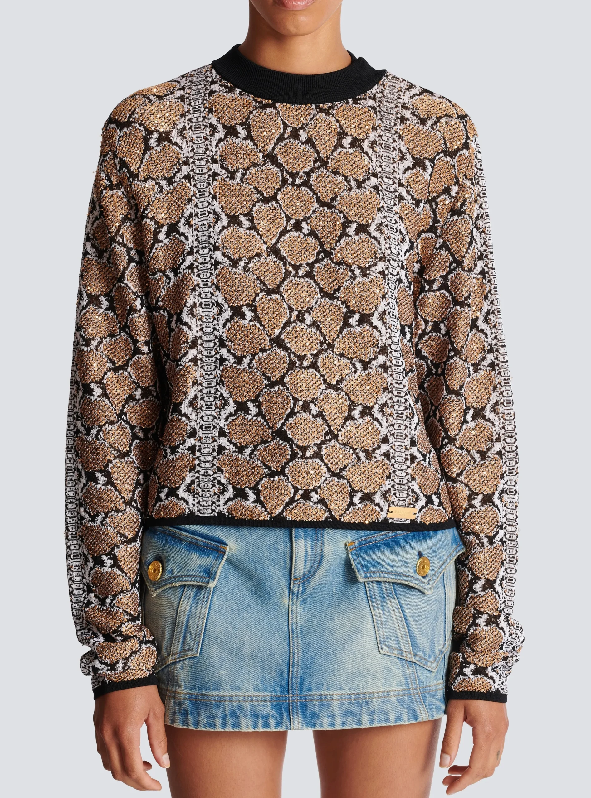Women Balmain Snakeskin Knit Jumper