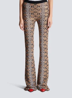 Women Balmain Snakeskin Knit Trousers