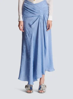 Women Balmain Snakeskin Silk Jacquard Skirt