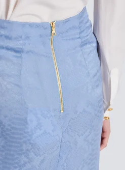 Women Balmain Snakeskin Silk Jacquard Skirt