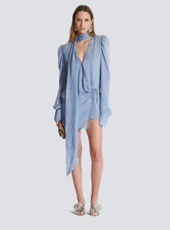 Women Balmain Snakeskin Silk Tie Dress