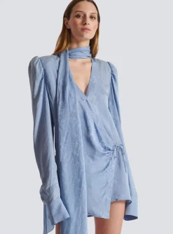 Women Balmain Snakeskin Silk Tie Dress
