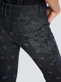Women Balmain Star And Paisley Print Denim Jeans
