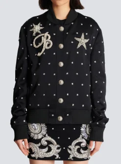 Women Balmain Stars Embroidered Bomber Jacket