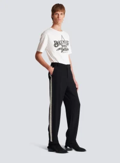 Balmain Straight-leg Crystal-embroidered Trousers