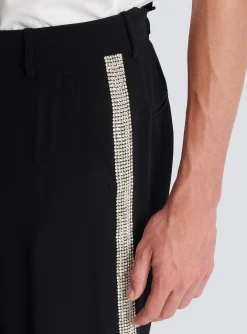 Balmain Straight-leg Crystal-embroidered Trousers