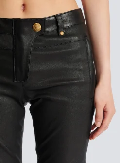 Women Balmain Stretch Leather Trousers