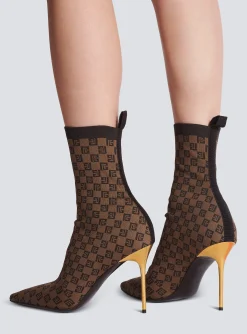 Women Balmain Stretch Skye Knit Ankle Boots
