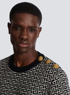 Balmain Striped PB Labyrinth Wool And Linen Jumper