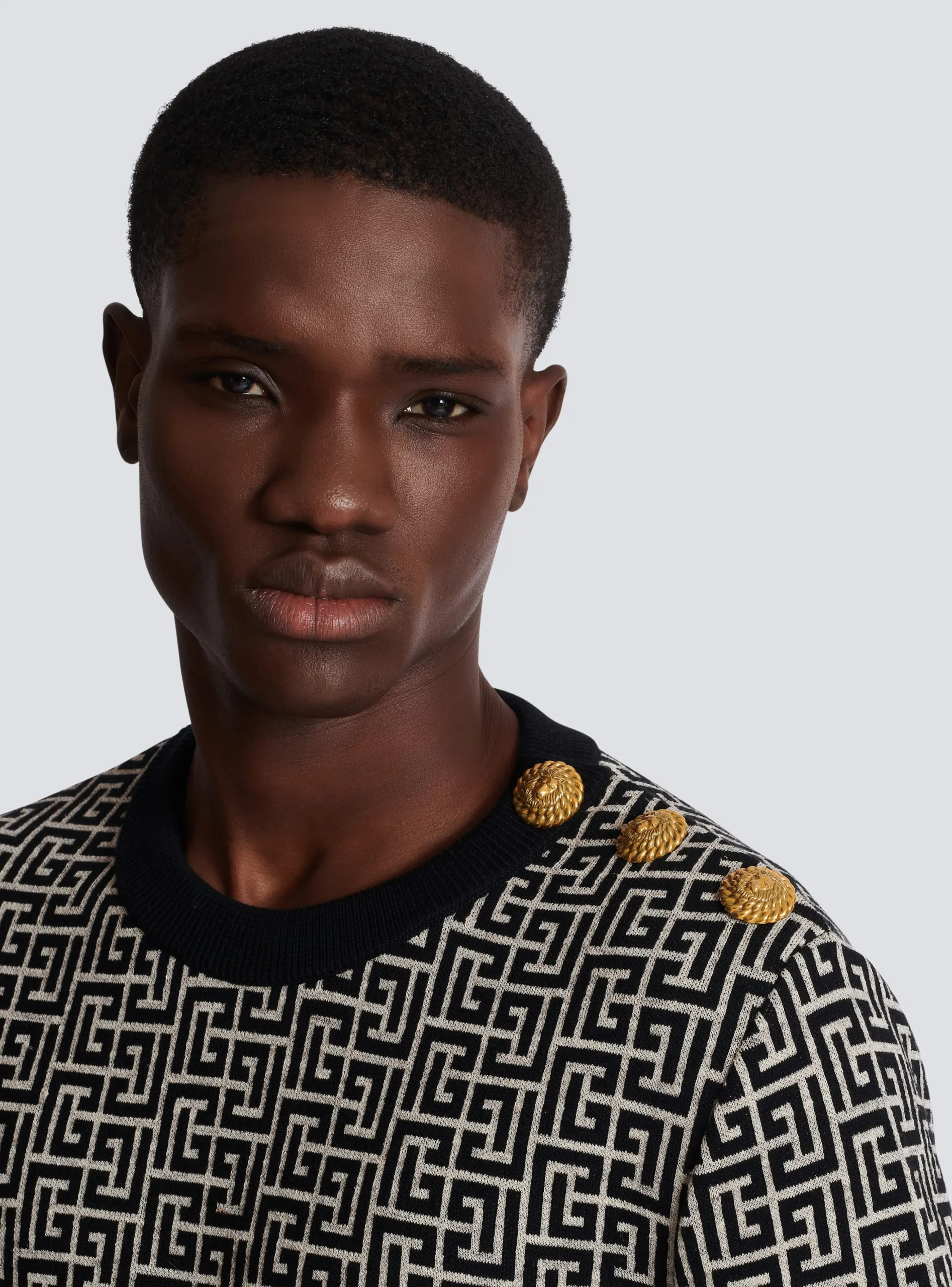 Balmain Striped PB Labyrinth Wool And Linen Jumper
