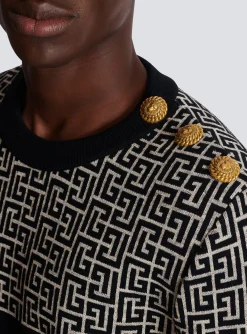 Balmain Striped PB Labyrinth Wool And Linen Jumper