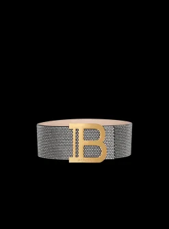 Women Balmain Suede And Crystal B-Belt