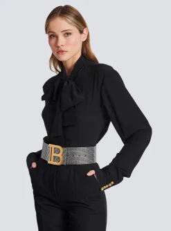 Women Balmain Suede And Crystal B-Belt