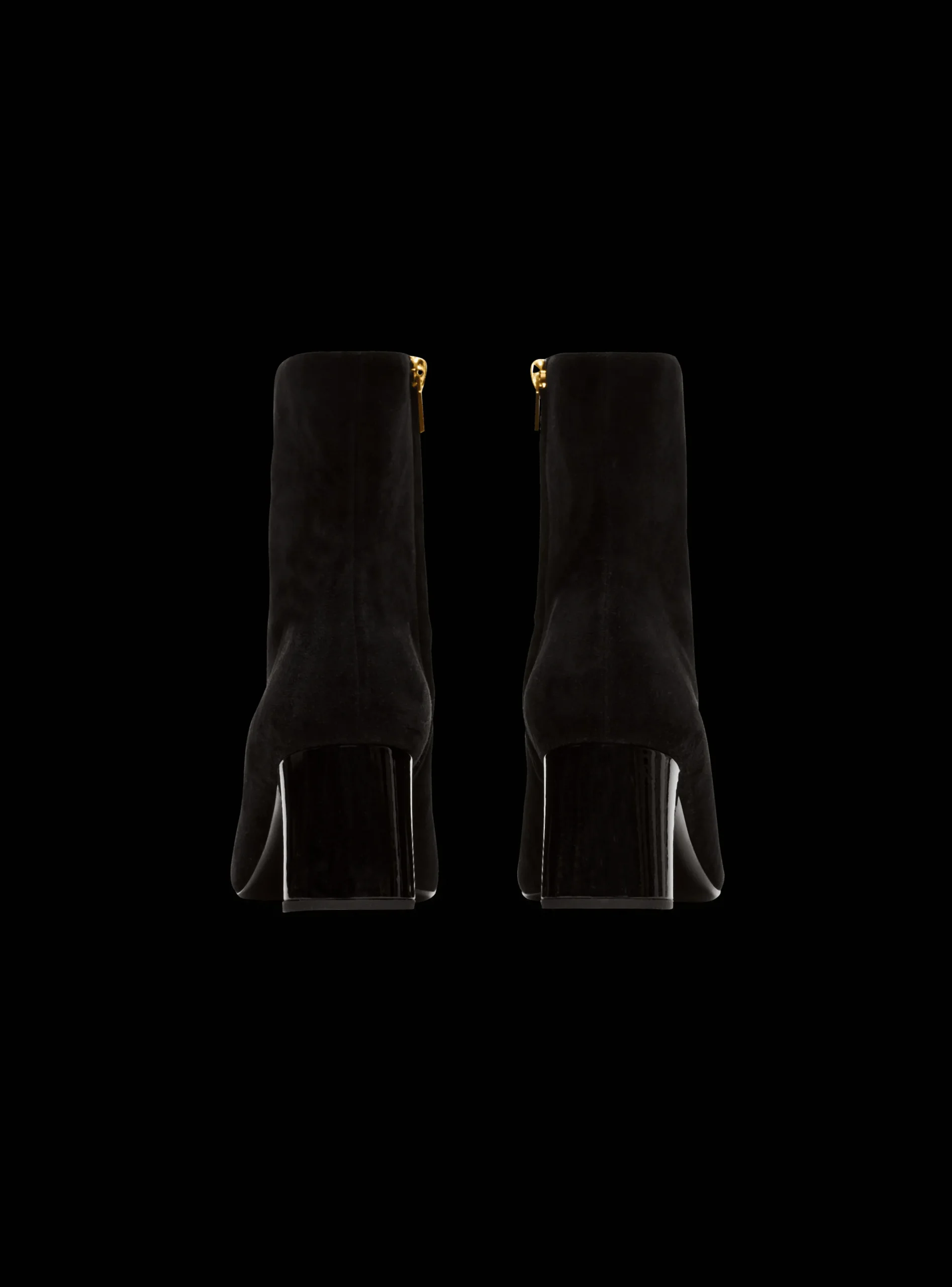 Women Balmain Suede Edna Ankle Boots With Patent Leather Toes