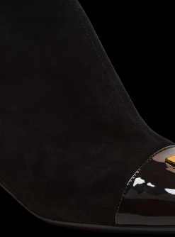 Women Balmain Suede Edna Ankle Boots With Patent Leather Toes