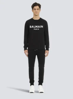 Balmain Sweatshirt In Eco-responsible Cotton With Metallic Logo Print
