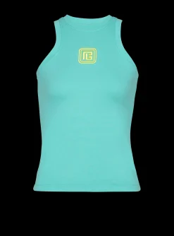 Women Balmain Tank Top With Retro PB Embroidery