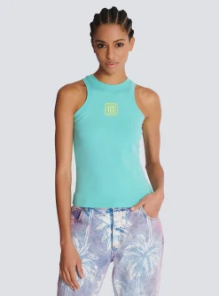 Women Balmain Tank Top With Retro PB Embroidery