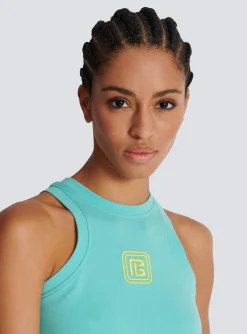 Women Balmain Tank Top With Retro PB Embroidery