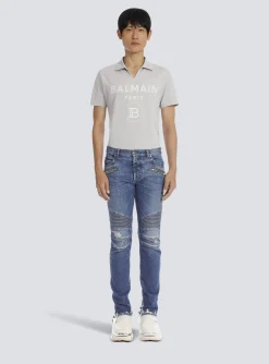 Balmain Tapered Ripped Cotton Jeans