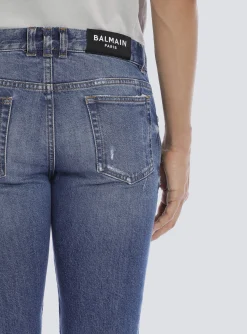 Balmain Tapered Ripped Cotton Jeans