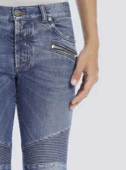 Balmain Tapered Ripped Cotton Jeans