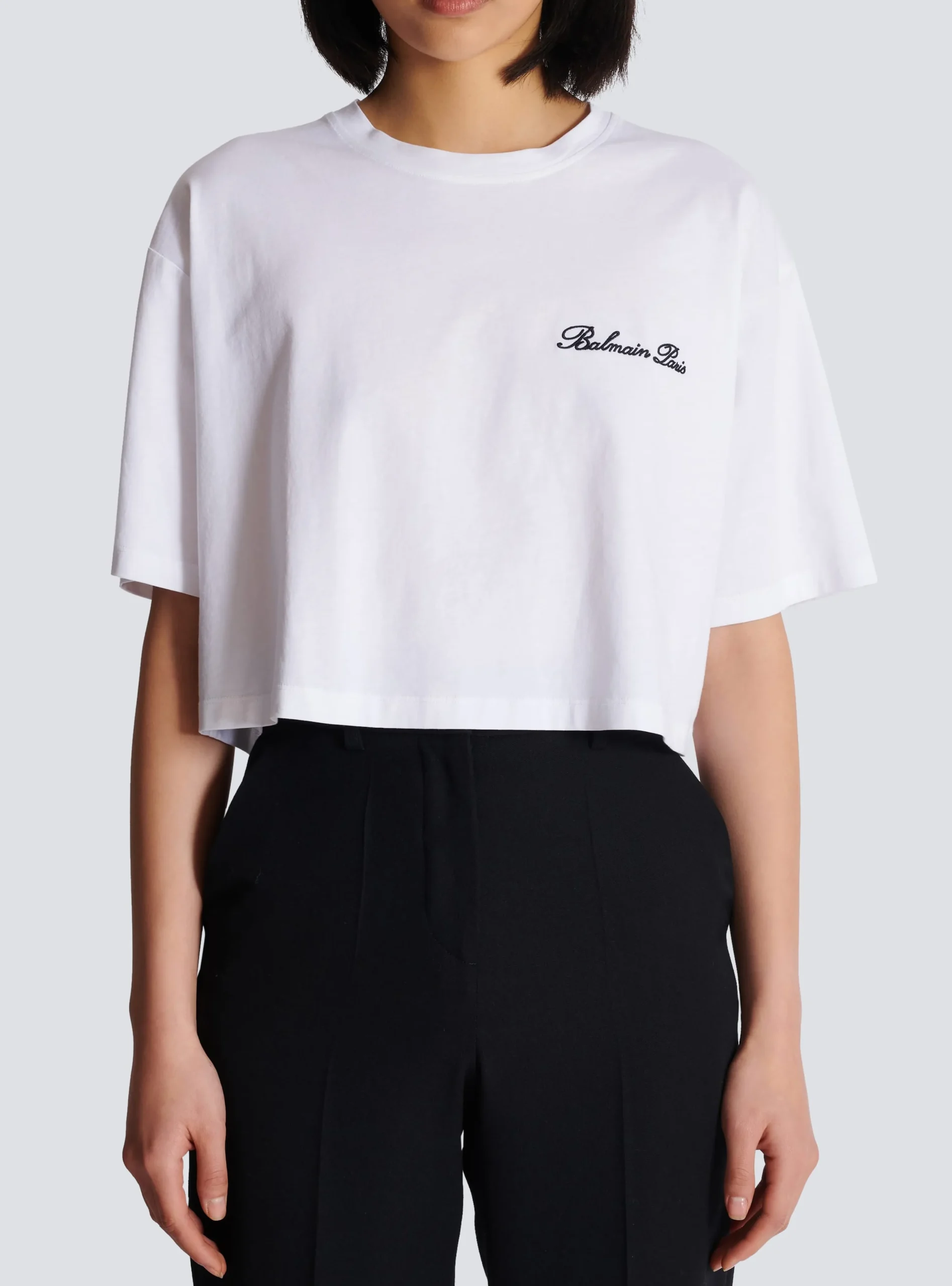 Women Balmain T-shirt With Signature Embroidery