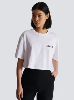 Women Balmain T-shirt With Signature Embroidery
